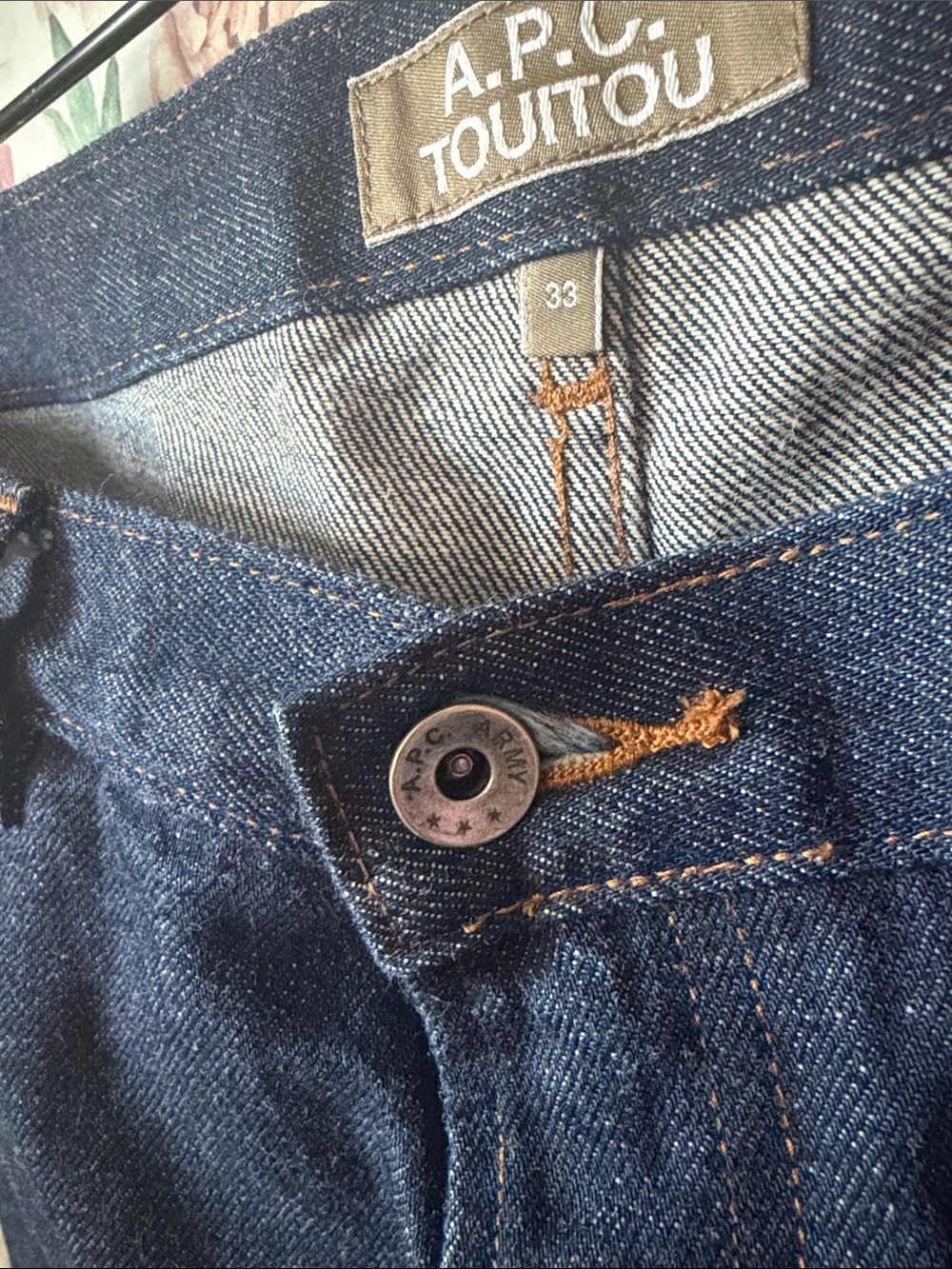 RARE A.P.C. Touitou Selvedge Dark Wash Men’s Jeans size 33 x 32 Denim Pants - Picture 3 of 7